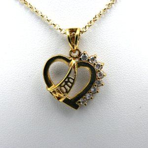 Simulated Diamond Heart MOM Pendant (18") NWOT